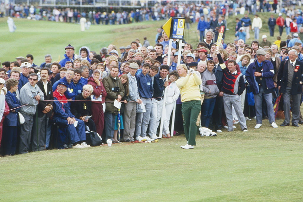 A large crowd watches Jack Nicklaus at Turnberry in 1986